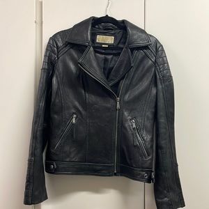 Michael Kors leather bomber jacket